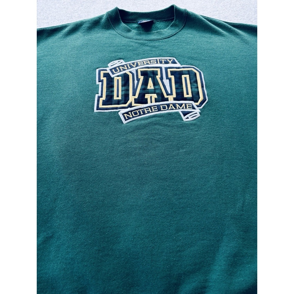Vintage 90s JanSport Notre Dame "Dad" Sweatshirt XXL Green USA Crewneck